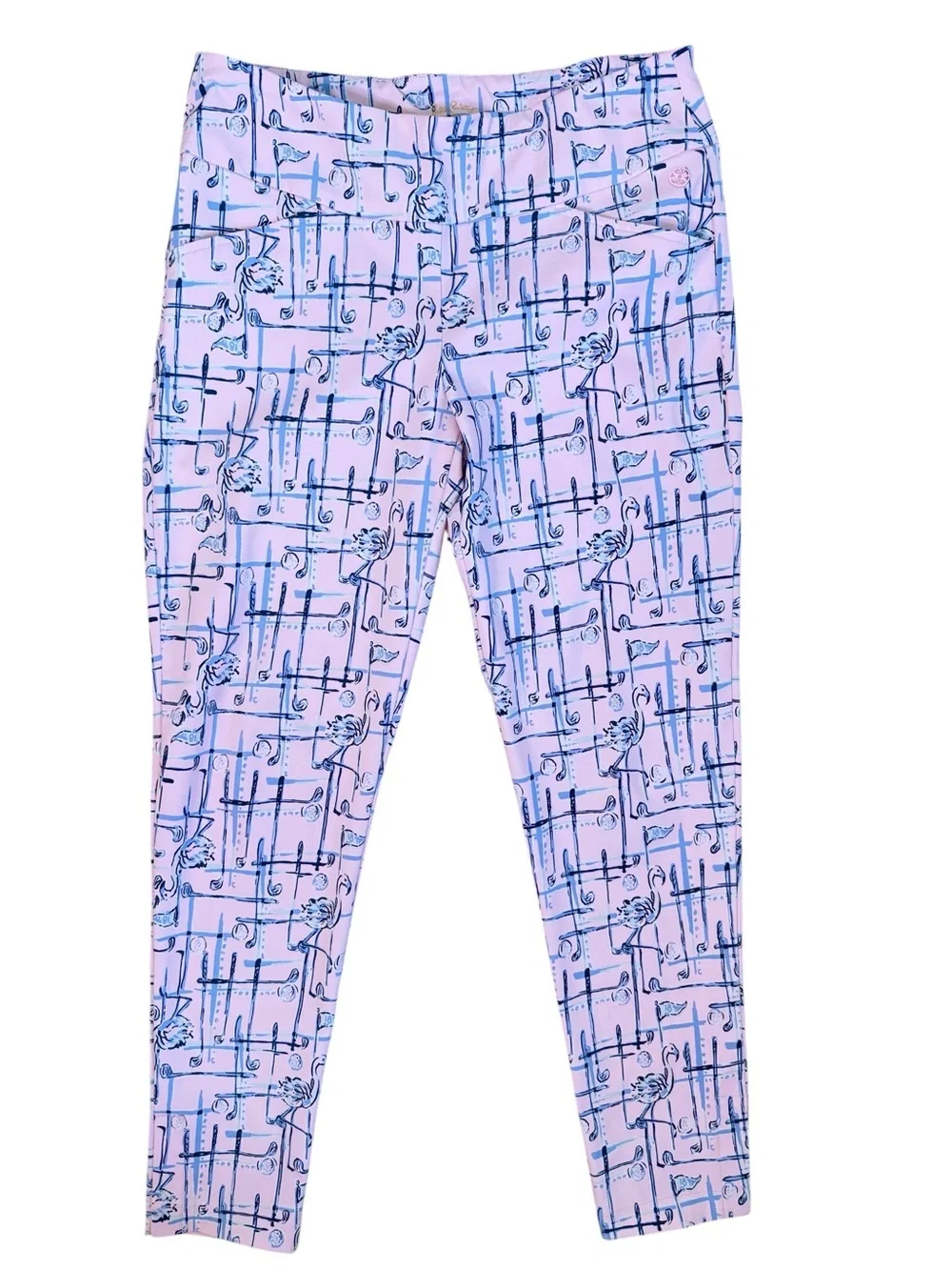 LILLY PULITZER Luxletic Corso Golf Pants Size 8 in Pink Tropical Tint - Picture 3 of 12